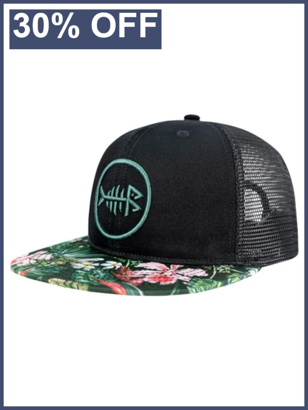 Flat Brim Trucker Cap Adjustable Snapback Hat Mesh Back for Men Women
